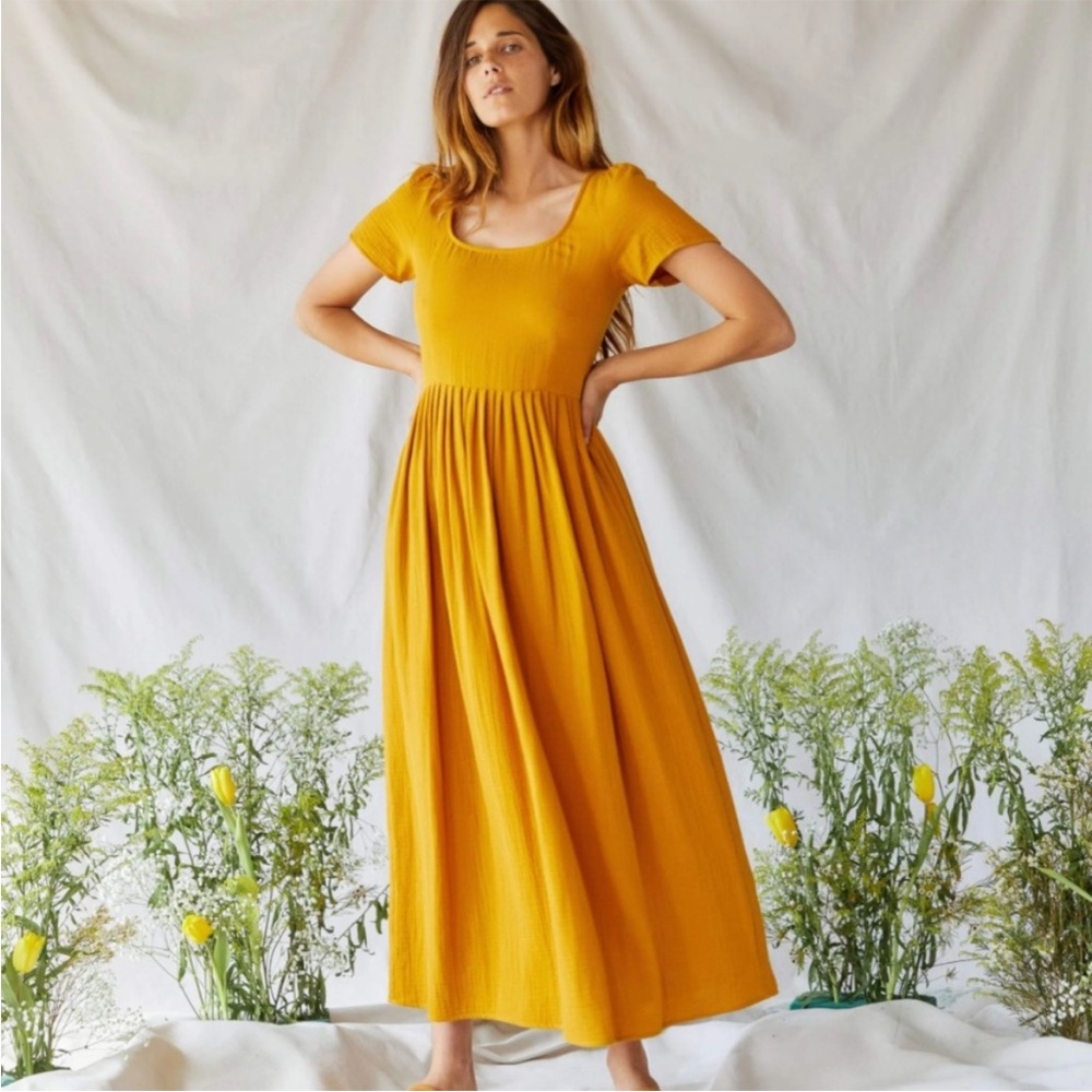 Christy Dawn Mustard Gauze Scarlet Dress - Medium